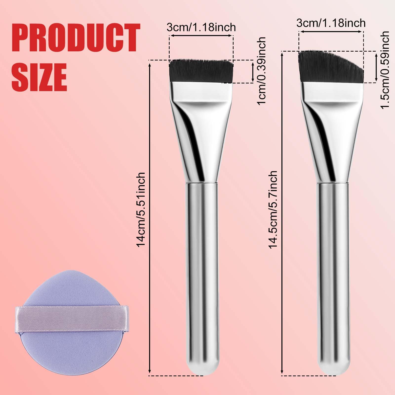 3pcs Foundation Brush Sets, with Makeup Puff Angled Makeup Blade Bristles Perfect for Blending Liquid Cream Foundation Concealer Applicator Cosmetics Flawless Makeup Face Brush Tools