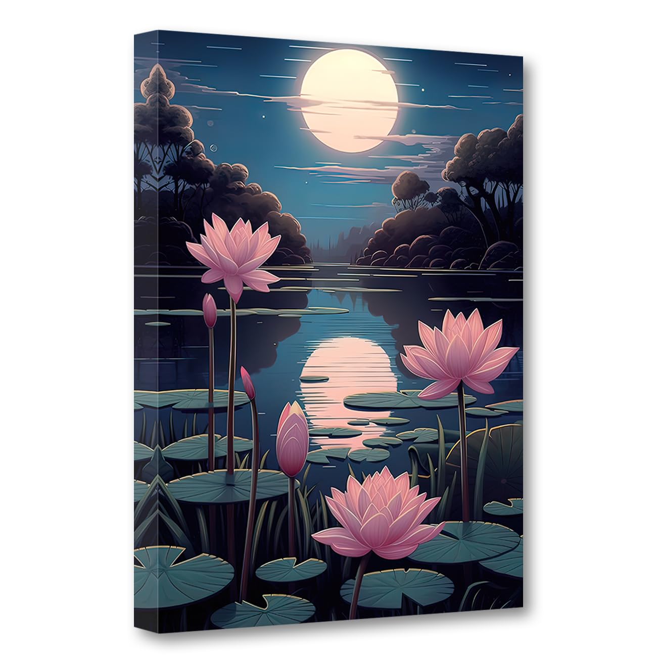 CCWACPP Stampa su tela Zen Statua di Buddha con immagini di fiori di loto Spa Bagno Opera d'arte Spirituale Sala yoga Meditazione buddista Decorazione