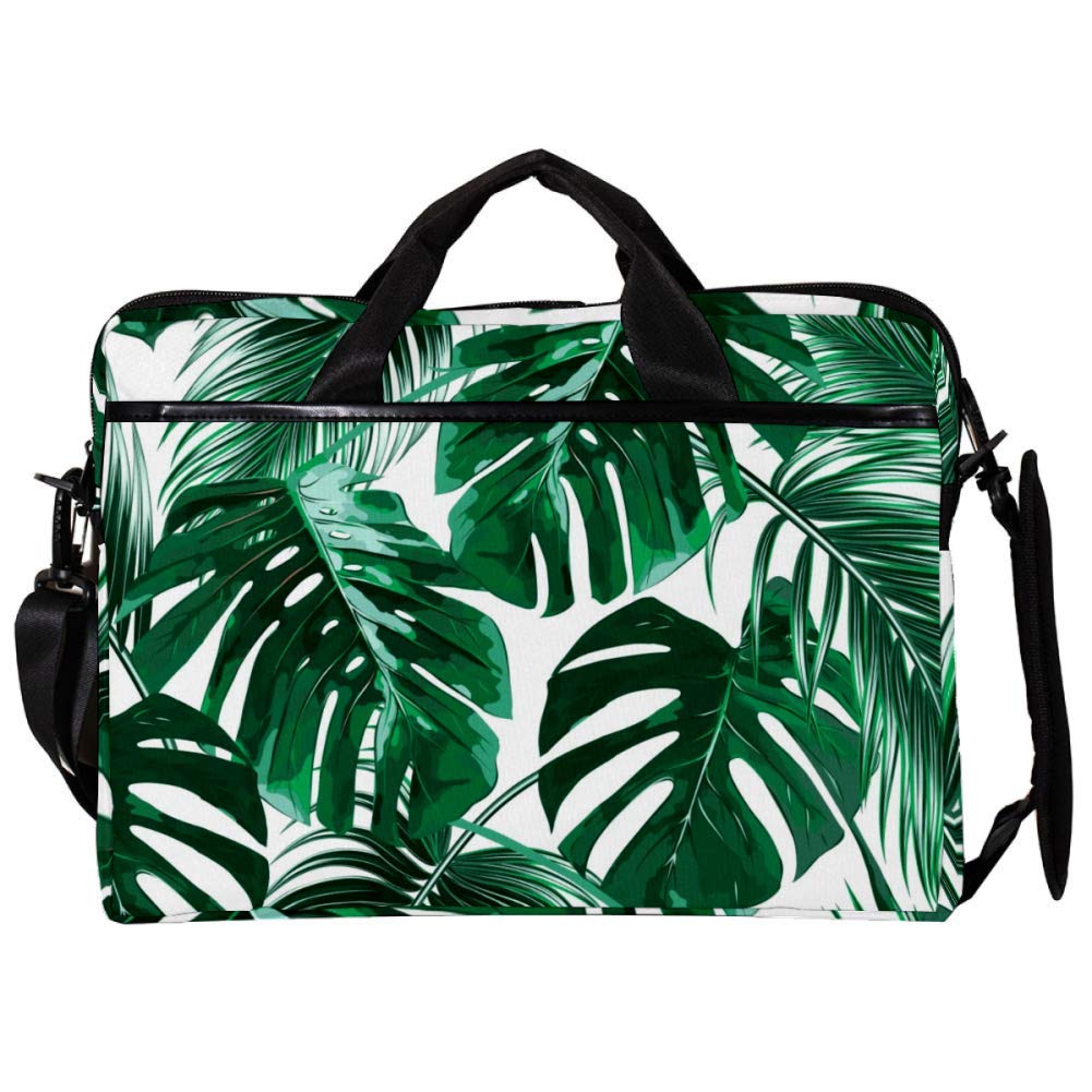 Maletín portátil 14 a 15 pulgadas antigolpes impermeable bolso bandolera hojas palma verde 6