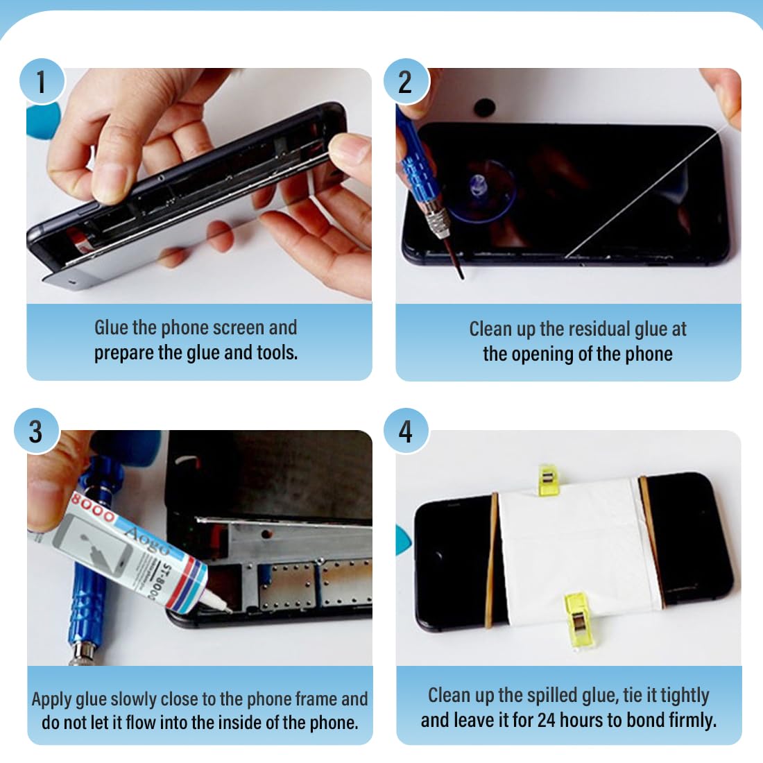 1 adesivo per display cellulare viene fornito con strumenti di riparazione adesivo multiuso per smartphone
