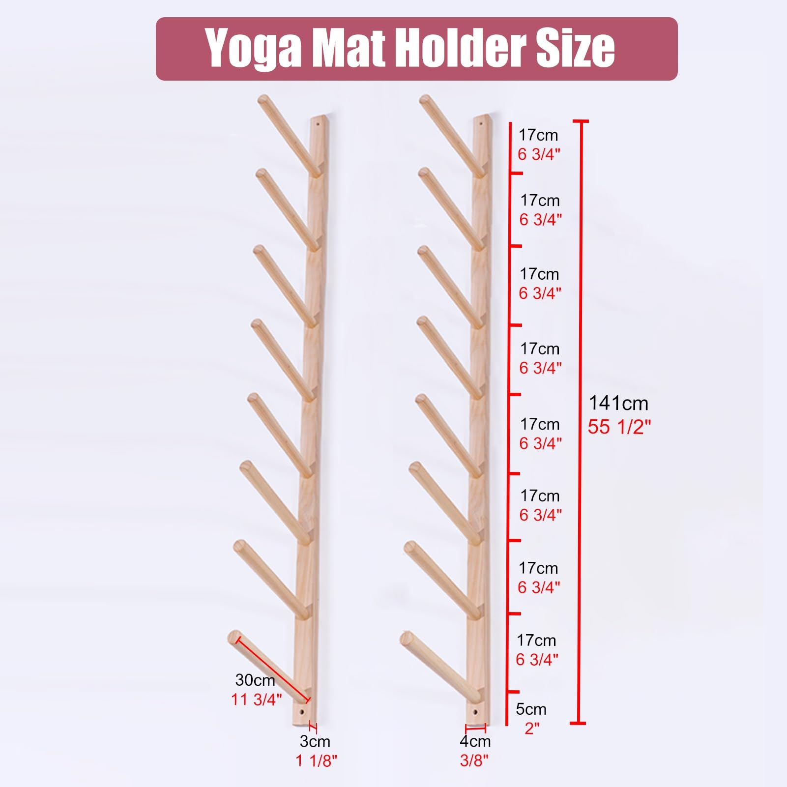Soporte para esterillas de Yoga, Estante Vertical de Almacenamiento para esterillas de Yoga - Soporte de 8 Niveles para 2 esterillas, Organizador de Equipo de Pilates para Estudio de Yoga, d
