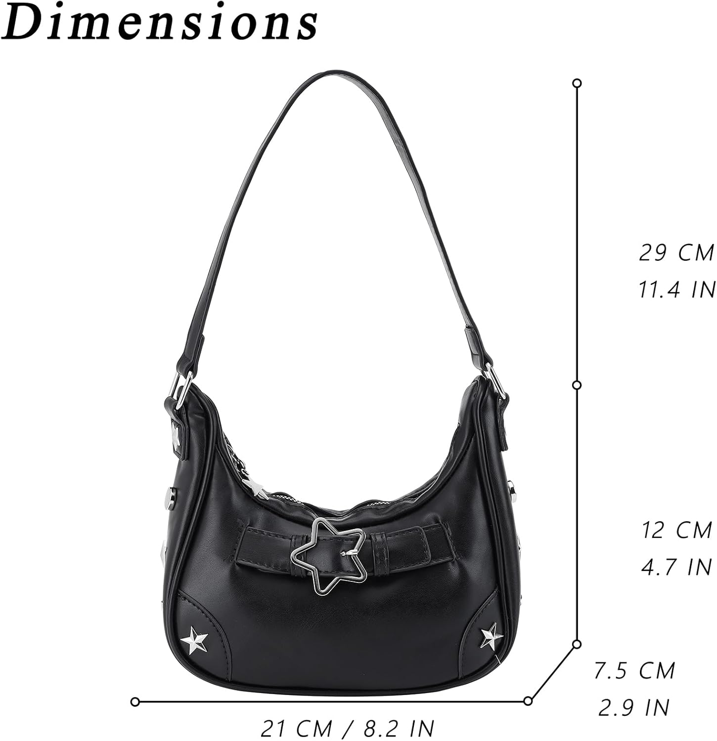 MILAKOO Black Shoulder Bag for Women Y2K Grunge Purse Punk Vintage Crossbody Bag Handbag for Casual - Image 4