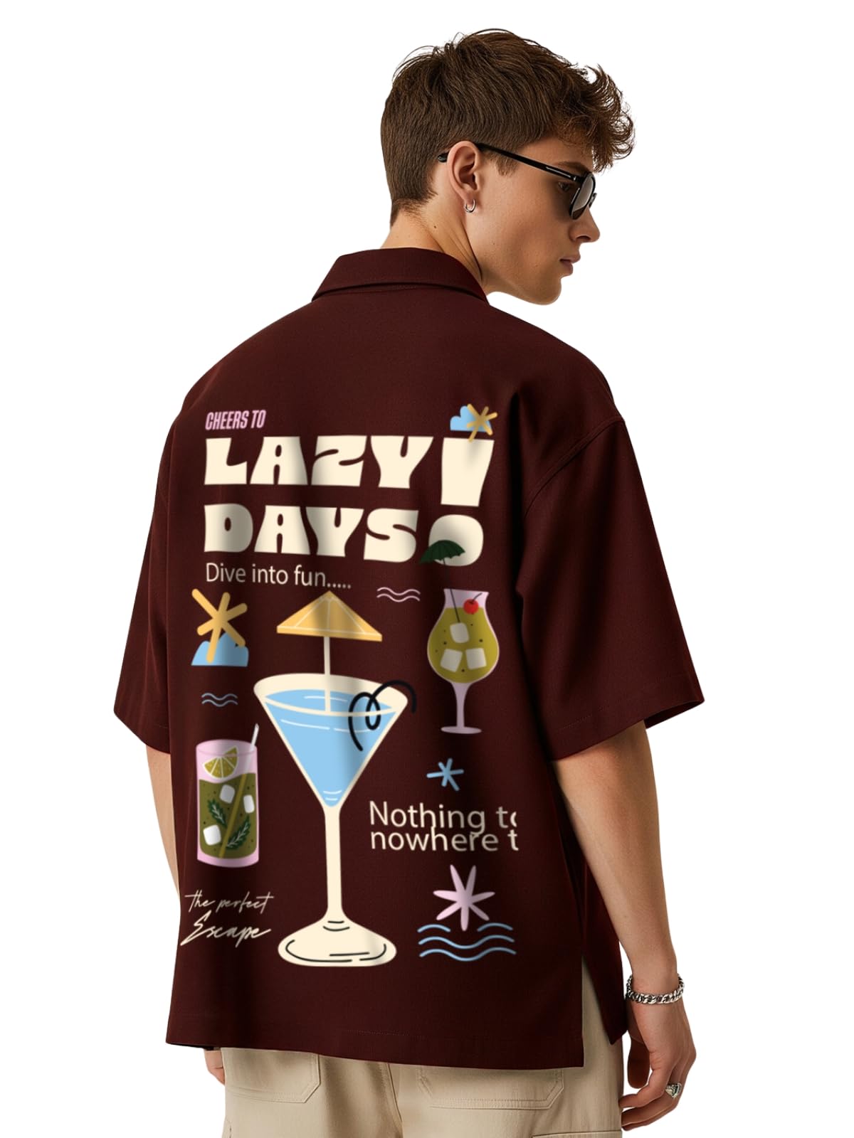 Mens Graphic Print Shirt | Comfortable Cotton Fabric | Oversized, Half Sleeve | Casual Wear-image-45
