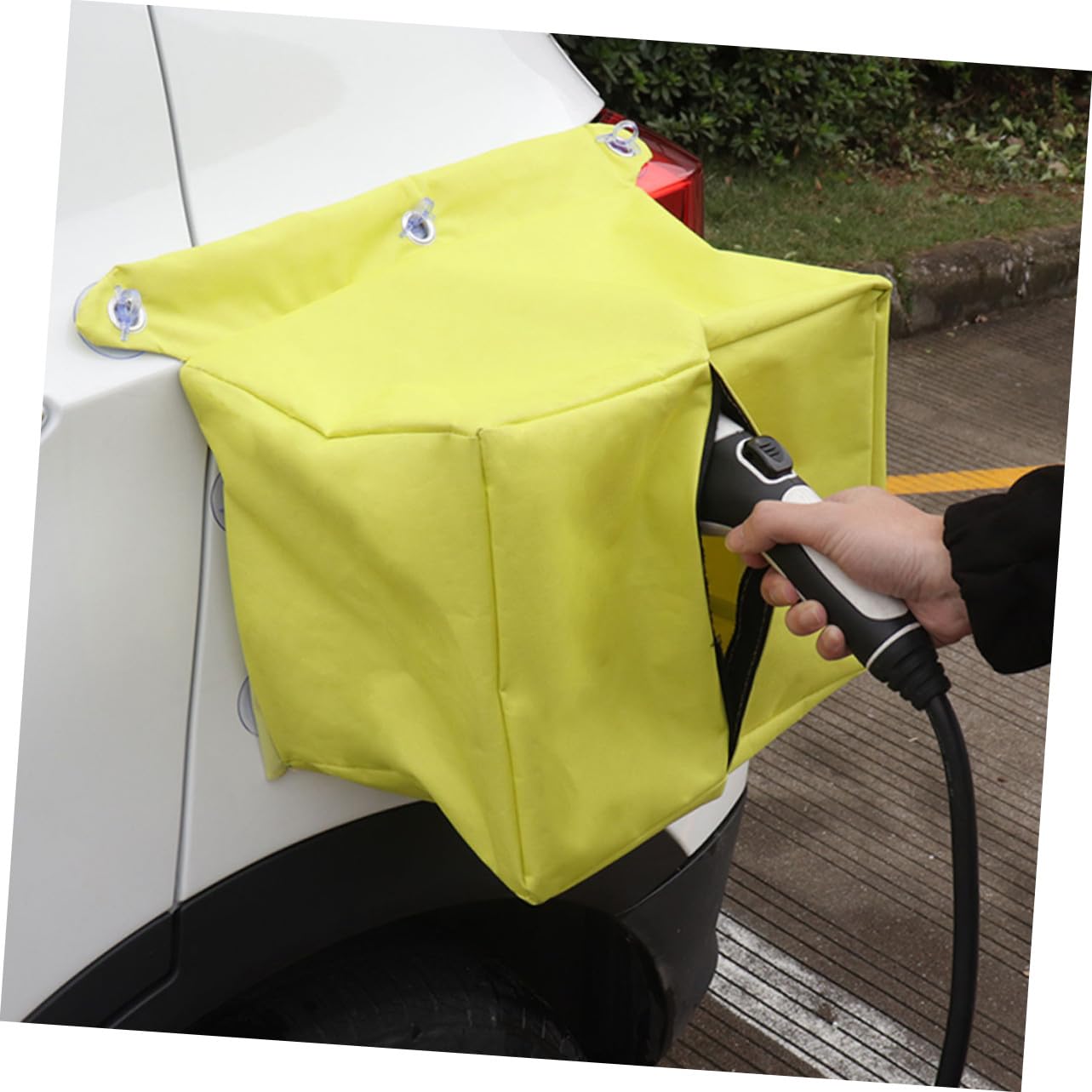 Housse de Protection Jaune pour Chargeur de Véhicule Électrique Résistante à Neige Gel Imperméable en Tissu Oxford pour Usage Extérieur en Hiver