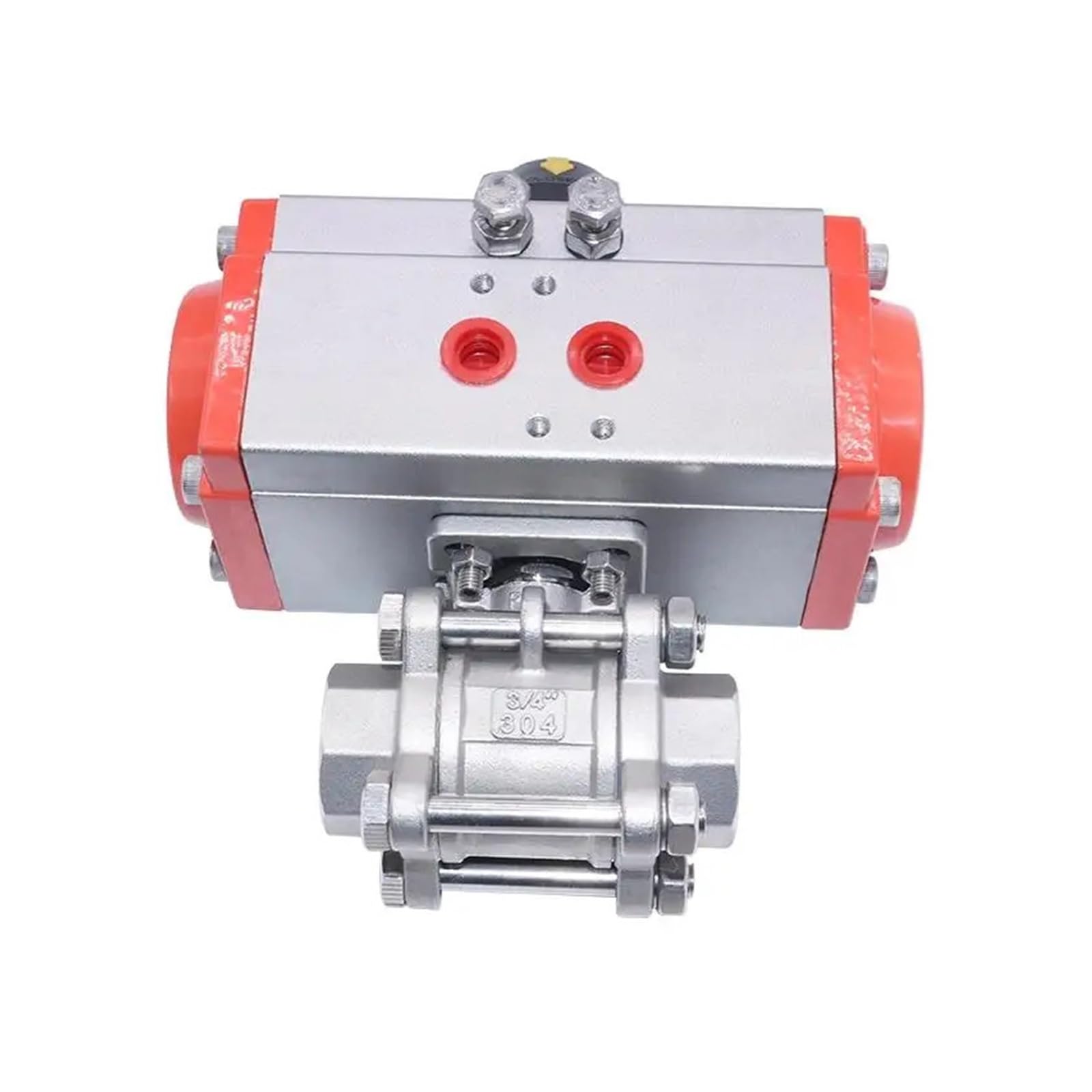 3/4" Three Piece Pneumatic 304 Ball Valve with Double Acting Cylinder
