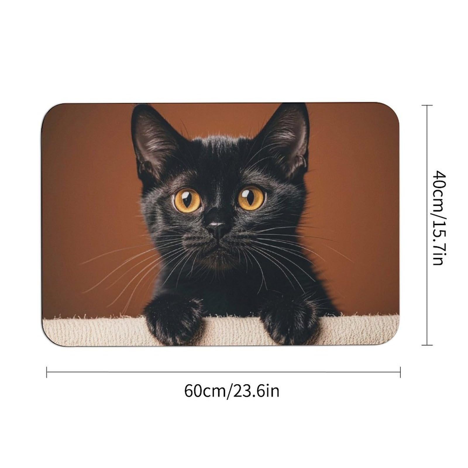 Cute Peeping Black Cat Door Mat Super Water Absorbent Non Slip Bothroom Rugs for Bathtub Sink Puppy Dog Rugs Easy to Clean Quick Dry Diatom Mud Mat for Entryway Indoor Outdoor