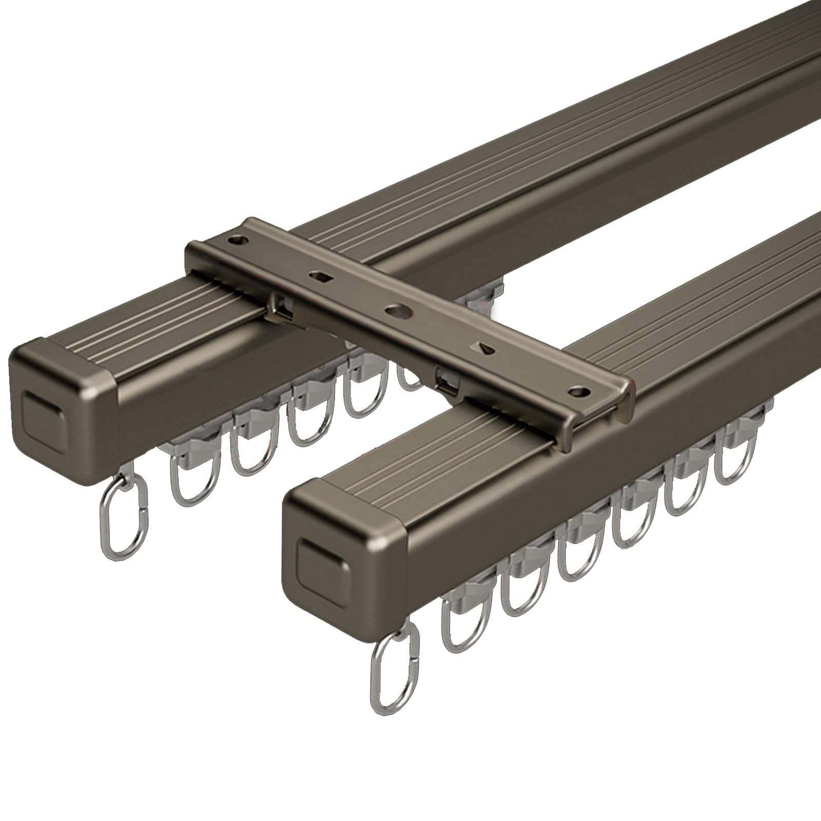 GLDYTVF Durable Aluminum Double Curtain Track for Ceiling Mount, Includes Shower Accessories, Ideal for Windows & RVs (Champagne, 7.22ft/220cm)