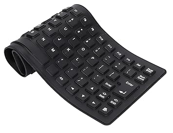 COOLCOLD Foldable Silicone Keyboard, Flexible USB Waterproof Travel Gaming Wired Keyboard, Rollup Wired Keyboard Folding Keyboard Compatible with Windows, PC, Laptop, Mac Notebook Full Size (Black)