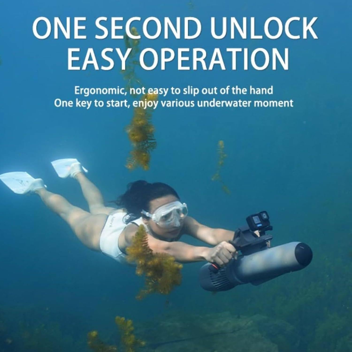 Scooter Subacqueo, Booster per Nuoto Subacqueo, Set di Propulsori Subacquei Senza Spazzole da 130 Minuti, Scooter Elettrico Subacqueo da 10 Km/H, per Piscina per Sport Acquatici,1000mAh