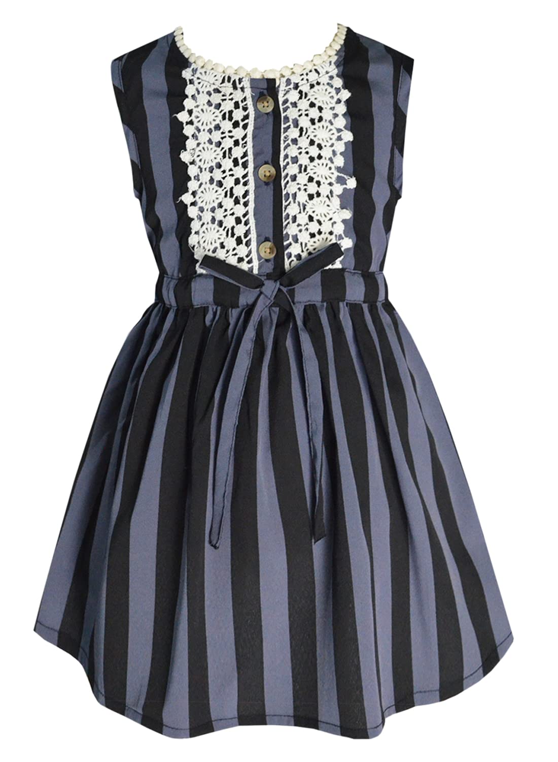 A.T.U.N. (ALL THINGS UBER NICE) Gestreiftes ärmelloses, knielanges Partykleid für Mädchen