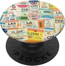 Tag Pattern Retro Vintage Airline Air Ticket Label Phone PopSockets Swappable PopGrip