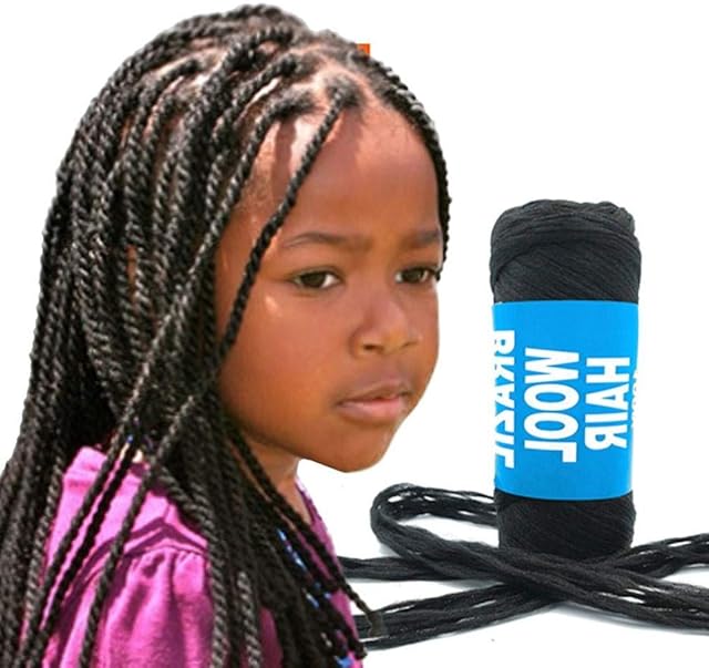 Lipfer 70g Brazilian Wool Hair Yarn, Wool Yarn for Hair Jumbo Braiding& Senegalese Twisting Wool Hair Attachment Knitting Hair Braids