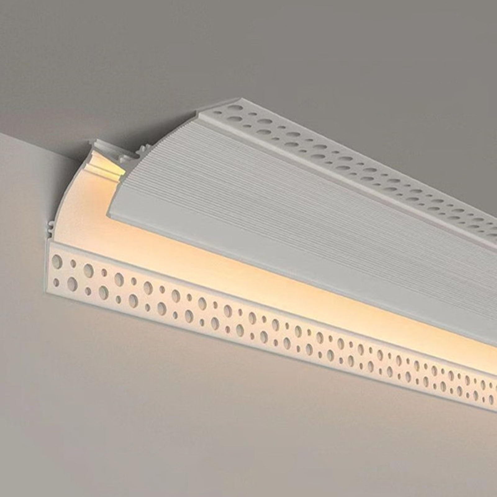 Moldura de corona de aluminio con canal LED de 6,5 metros para iluminacion de techo en esquinas