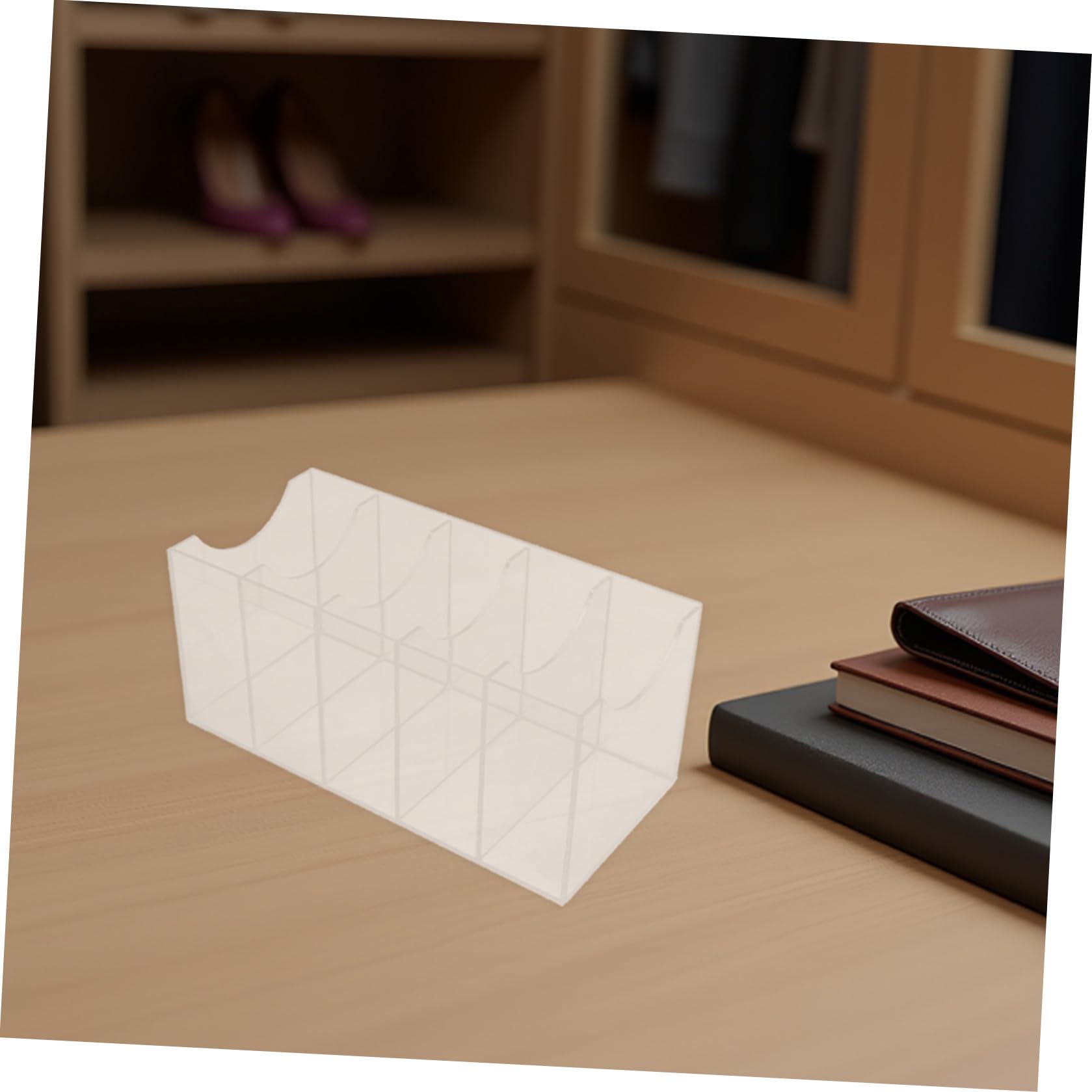 Luxshiny Organizer Cintura a 5 Scomparti 2 Pezzi in Acrilico per Armadio | Scatola Trasparente, Visibilità Chiara e Manutenzione Semplice, per Cinture e Cravatte in Guardaroba
