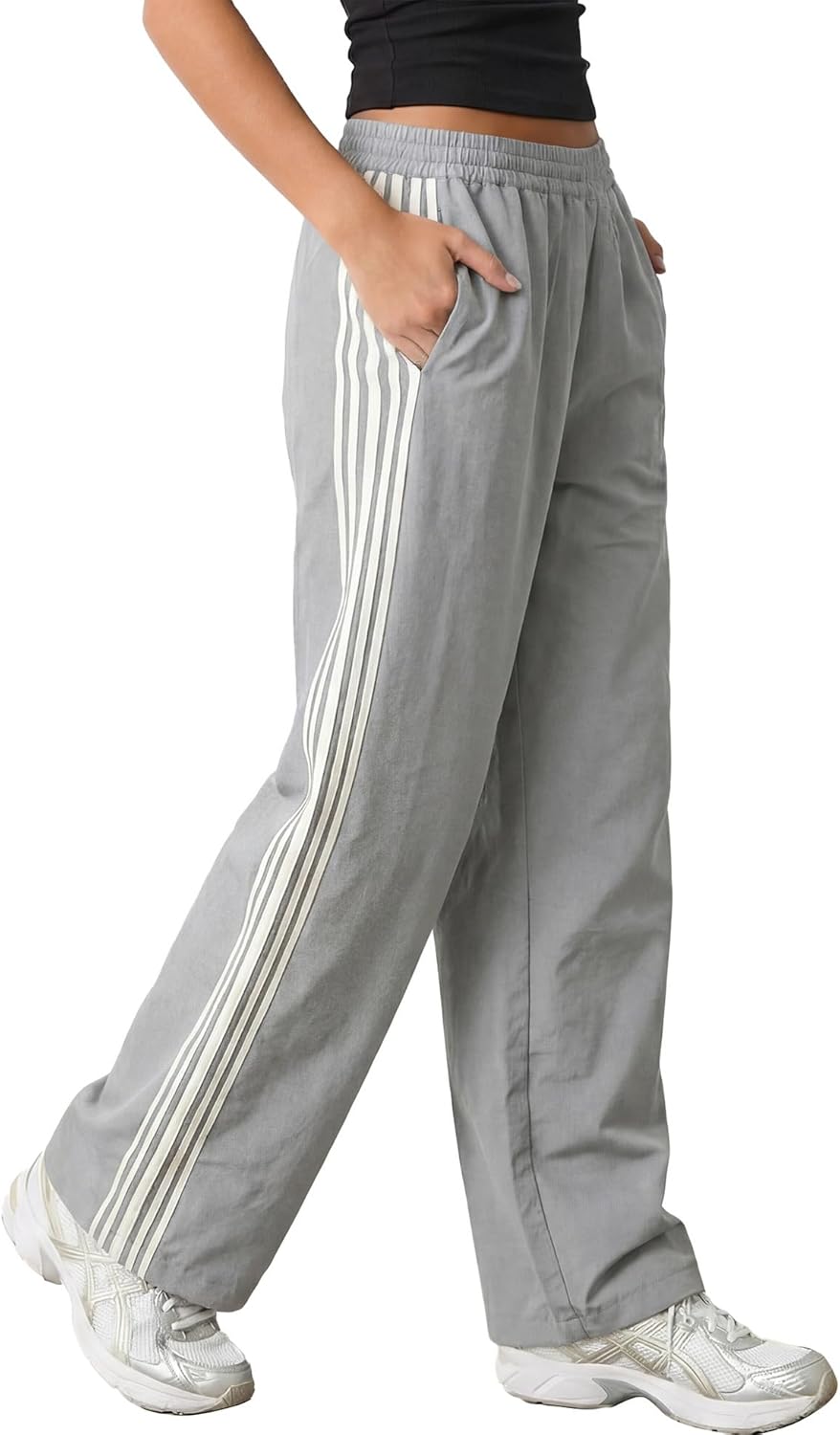 Wide Leg Sweatpants for Women Elastic Waist Baggy Pants with Pockets Y2k Vintage Athletic Jogger Straight Leg Pants