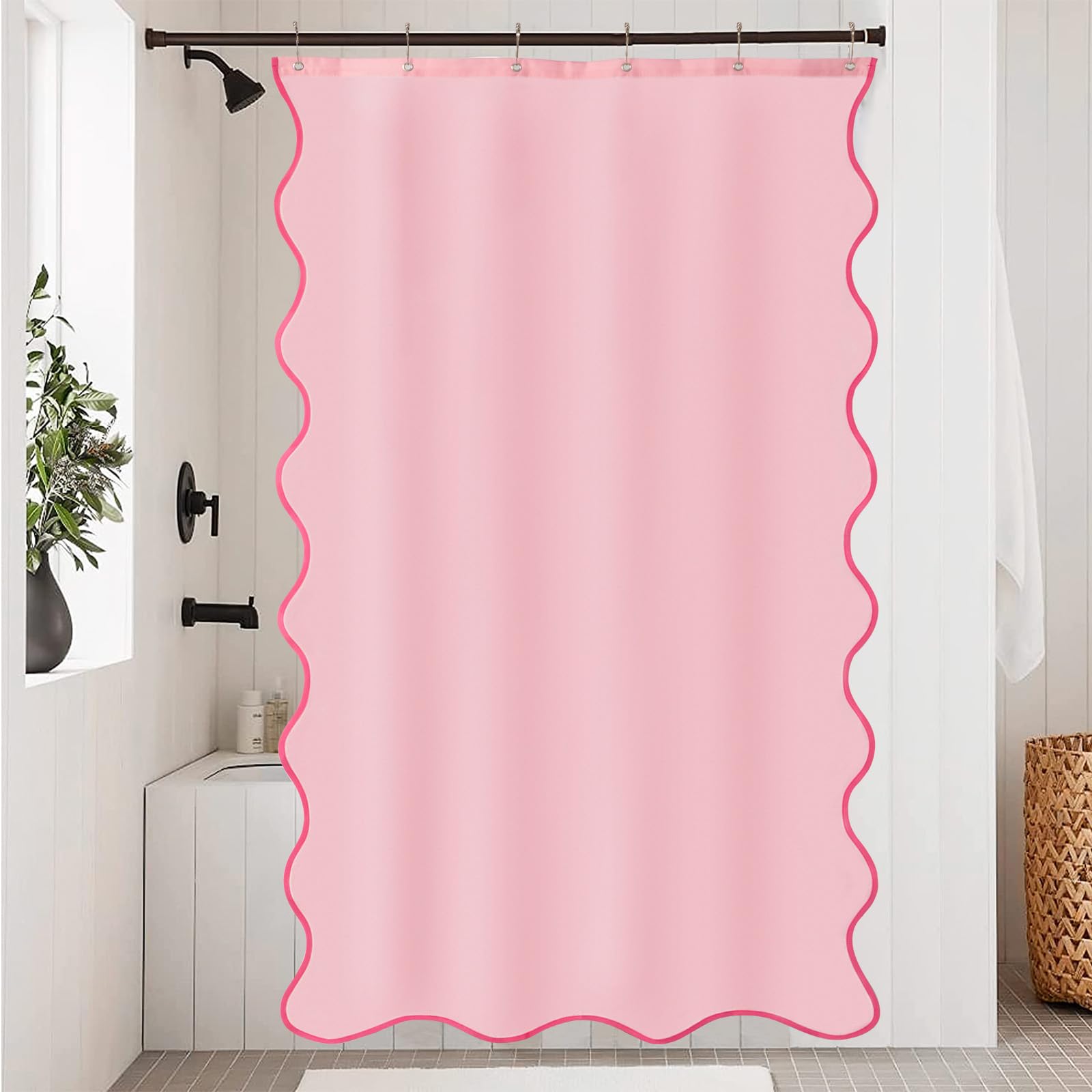 Amazon.com: ORTIGIA Pink Scalloped Small Stall Shower