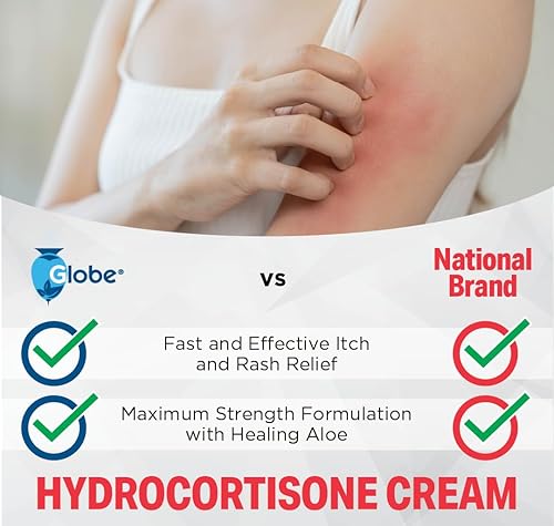 Miniatura 5 de Globe Hydrocortisona - Crema de máxima fuerza al 1% con aloe, crema antipicazón para enrojecimiento, hinchazón, picazón, erupción cutánea, picaduras