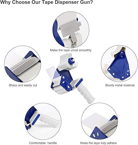 Miniatura 2 de JARLINK Paquete de 2 pistolas dispensadoras con 2 rollos de cinta con cinta de embalaje transparente (18 rollos) para embalaje de envío, sellado en