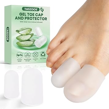 Gel Big Toe Caps and Protectors - 16 Pack Silicone Toe Protectors with Aloe Vera Extract - Soft Toe Sleeves Cushions Relief for Ingrown Toenails, Corns, Blisters, Calluses and Foot Pain Clear