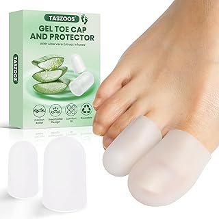 Gel Big Toe Caps and Protectors - 16 Pack Silicone Toe Protectors with Aloe Vera Extract - Soft Toe Sleeves Cushions Relief for Ingrown Toenails, Corns, Blisters, Calluses and Foot Pain (Clear ）
