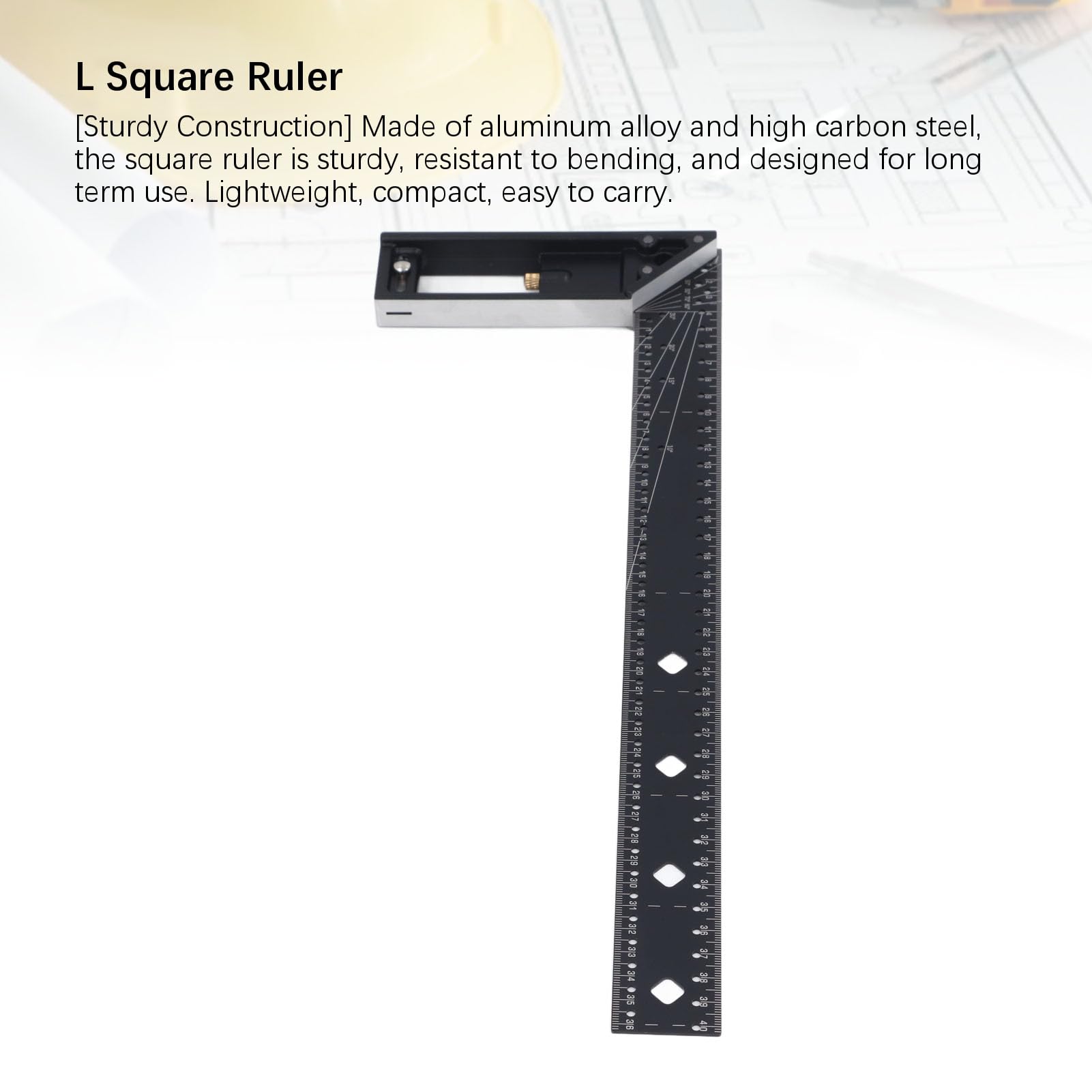 Righello di misurazione multiangolo, squadra da carpentiere, squadra da intelaiatura combinata da 45/90 gradi, righello di marcatura professionale(40cm/15.7in)