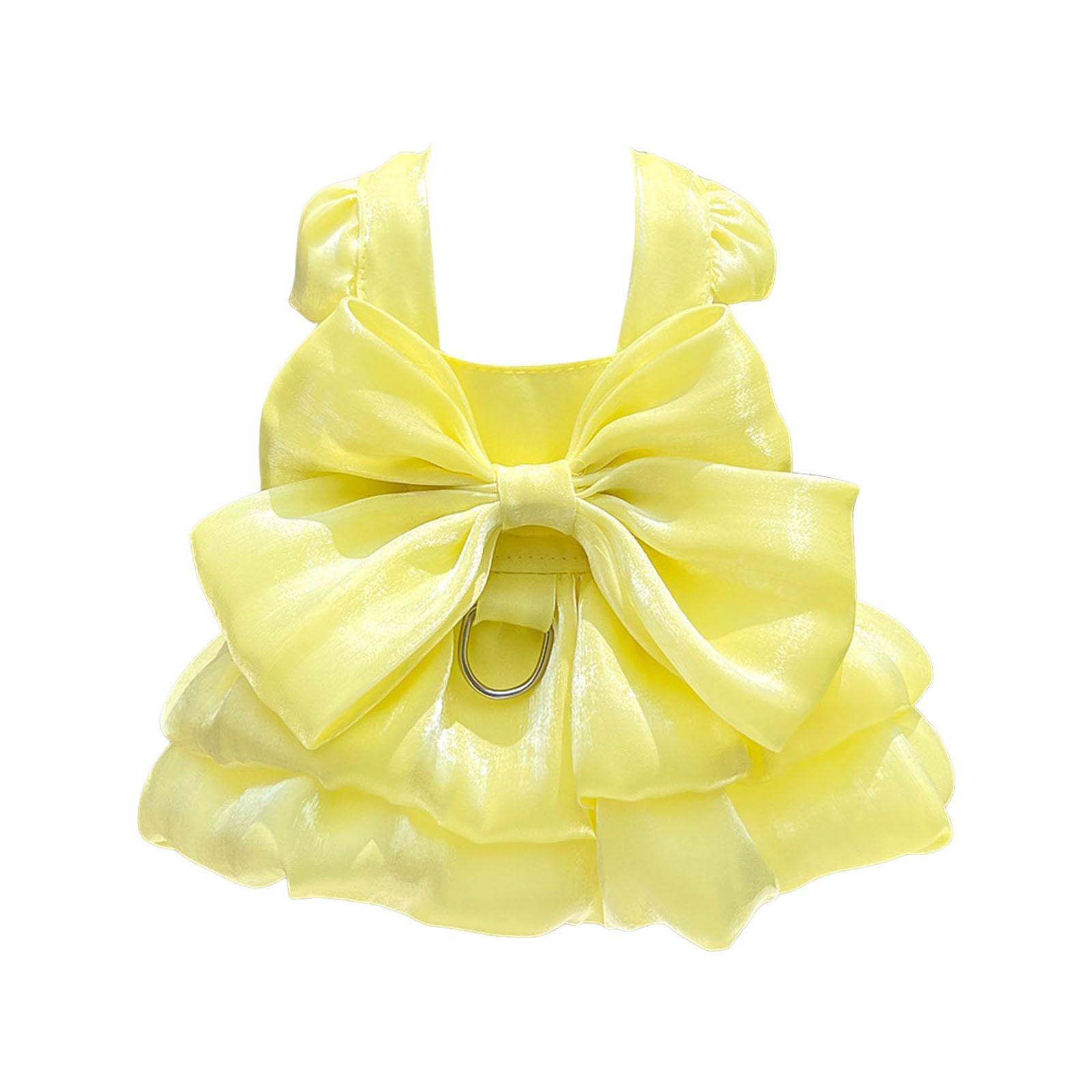 2026 Dog Dress for Small Dogs, Cat Bow Dress with D-Ring, Wedding Clothes for Dog Girls, Puppy Tutu Skirt, Summer Costume Dogs, Pet Wedding Dress, Cat Dress, (Yellow, M)