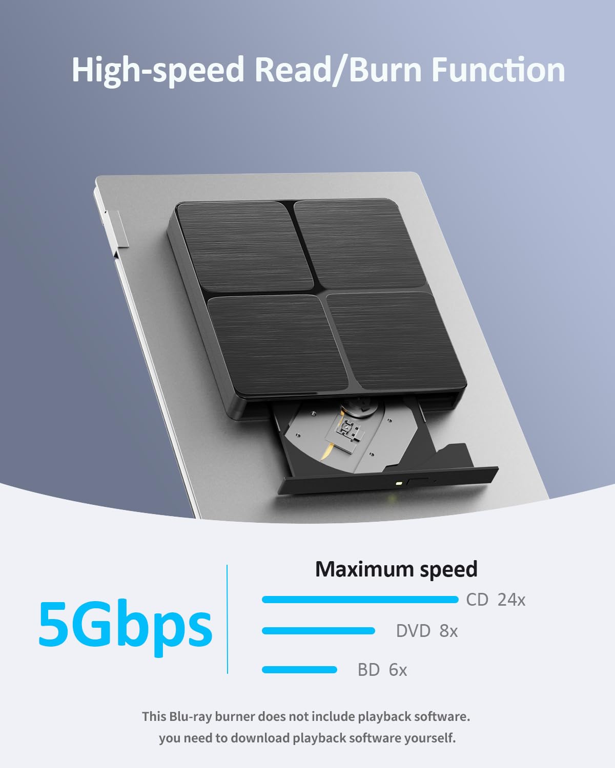 Lecteur Blu-ray externe, USB 3.0 et graveur Bluray de type C, lecteur externe Blueray/DVD pour PC, lecteur CD DVD Blu-Ray externe compatible avec Windows XP/7/8/10/11, Linux, Mac OS