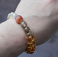 Vista 123 de Precious Gemstone Natural Crystal Healing Bracelet, Rutilated Quartz, Moonstone, Quartz Handmade Original Design Bracelet