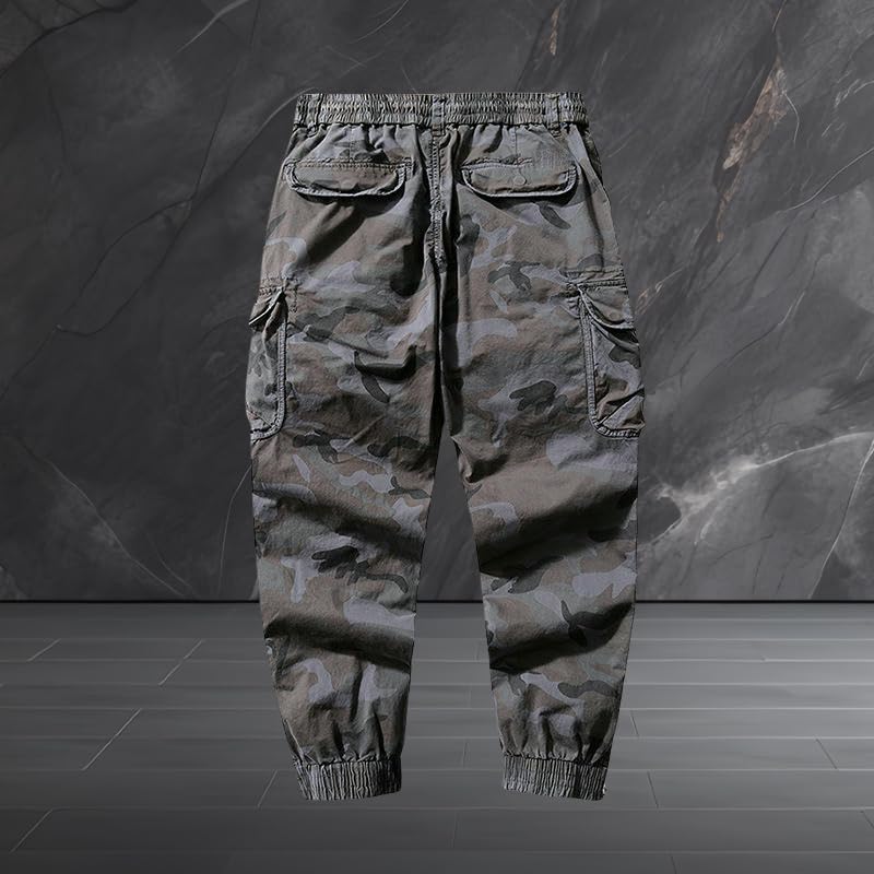 Pantalon cargo ample extensible homme avec revers style camouflage militaire