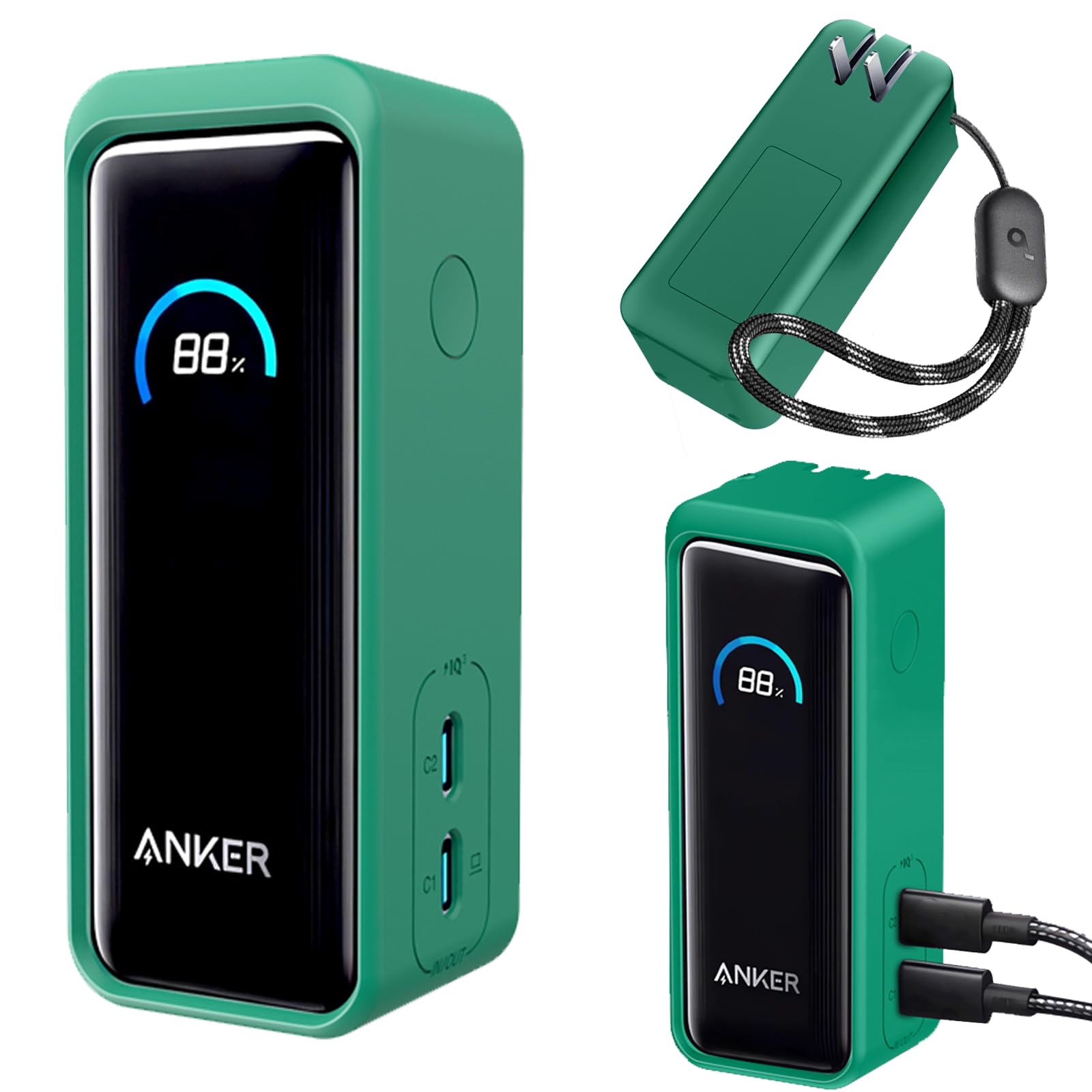 NOUKAJU Case for Anker Prime Power Bank 9600mAh 65W Output Silicone Protective Cover, Drop-Proof,Scratch-Proof,Shock-Proof,Protective Case for Anker Prime Power Bank 9600mAh(Green)