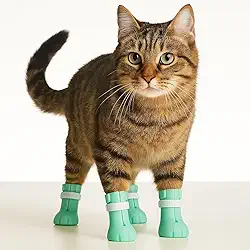 Botas de Silicone para Pets – Sapatos Antiderrapantes e Ajustáveis para Gatos e Cães Pequenos, Proteção Contra Arranhões e Sujeira