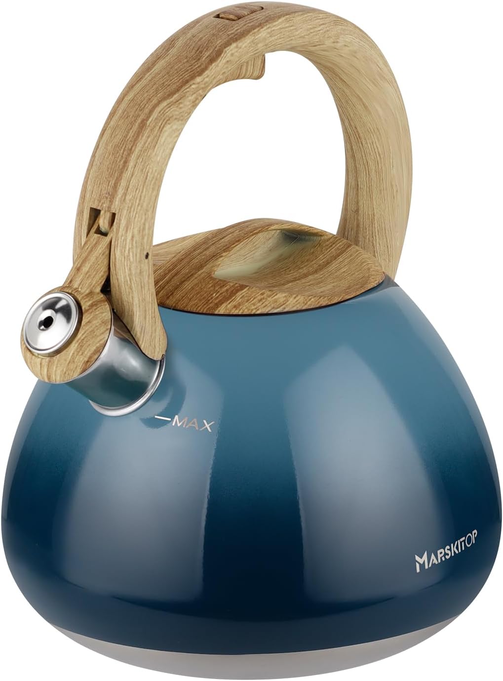 MARSKITOP Tea Kettle Stovetop Whistling, 2.6 Quart Tea Pot for Stove, Food Grade Stainless Steel Teapot for Stovetop with Anti-Hot Handle, Suitable for All Heat Sources, Blue
