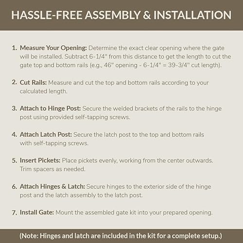 Miniatura 8 de Kit de puerta (estacas de 1-1/2 pulgadas, blanco) - Kit de puerta de cubierta de aluminio - Puerta montada en hardware para terraza/patio - Se