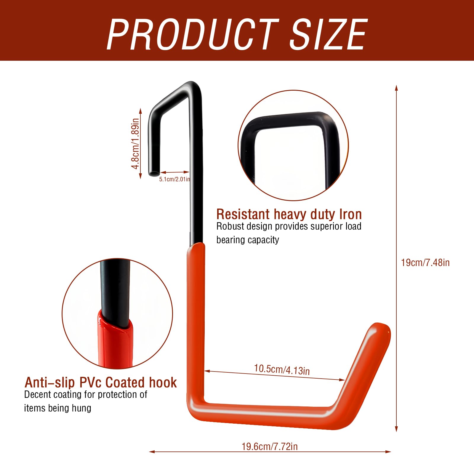 Ganchos para Colgar Bicicletas, 4 Piezas de Colgador Bicicleta, Soporte para Bicicleta Robusto, Grande en Forma de S, para Colgar Bicicletas, Macetas y Herramientas de Jardinería