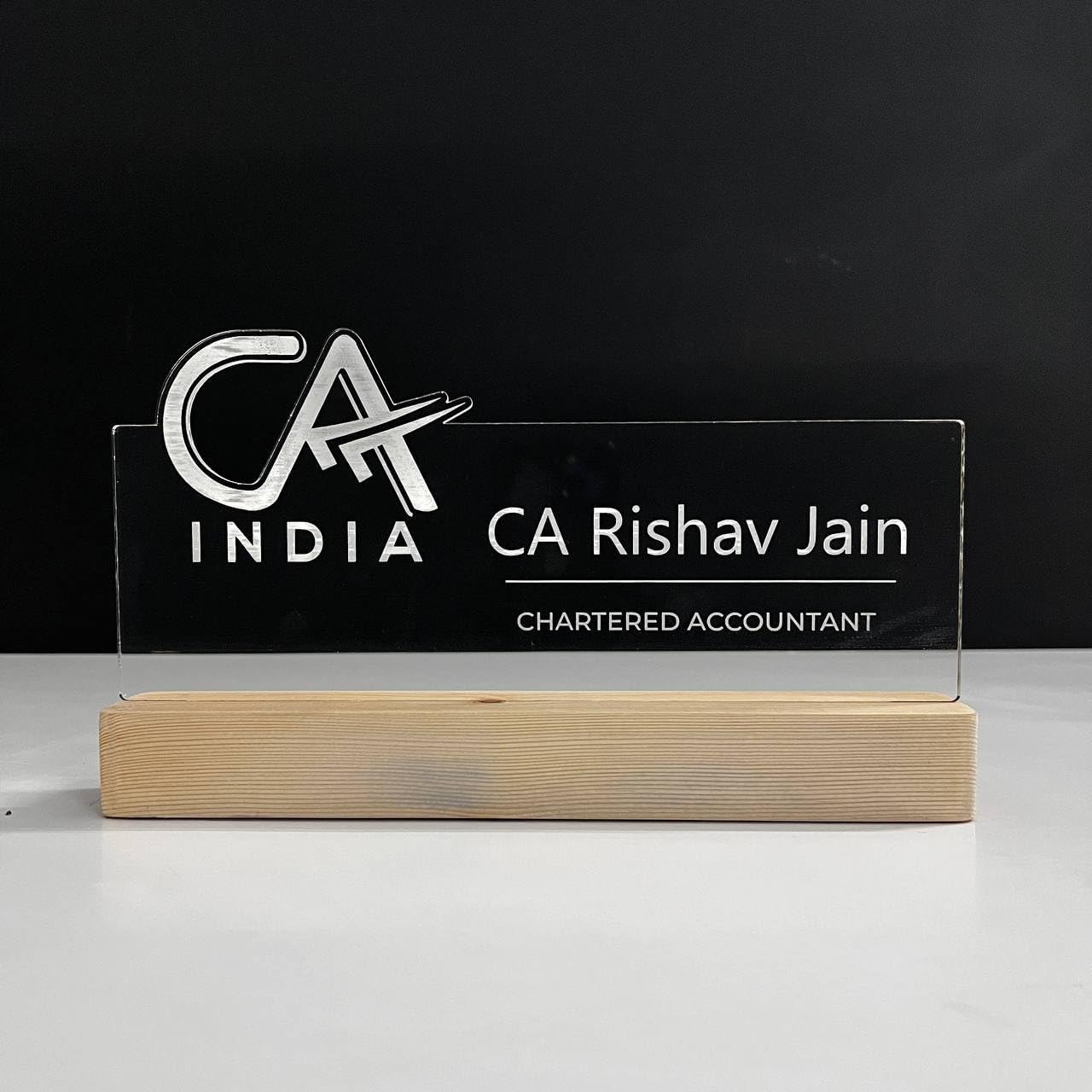 Customized Name Plate for Office Desk Table Name Sign Gift For CA Chartered Accountant Aspirants Student Motivational decor Size (9 x 4 inch) (For CA (Chartered Accountant)-image-40