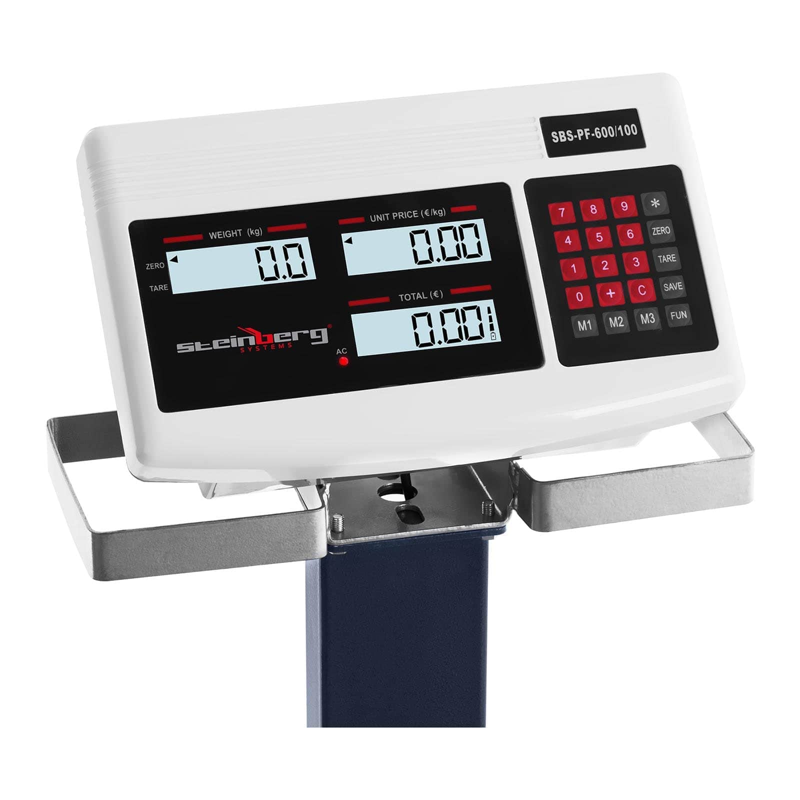 Steinberg Systems Bilancia a Piattaforma Bilancia per Pacchi SBS-PF-600/100 (4-600 kg, 100 g, Con ruote)