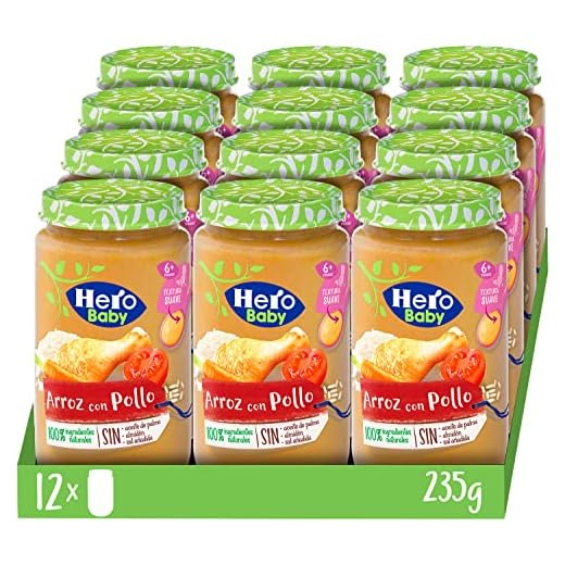 Hero Baby Tarritos de Arroz con Pollo -Pack de 12x235gr