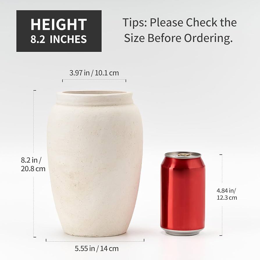 Amazon.com: PORCER Ceramic Vase, 8.2 Inches Vintage Pottery White