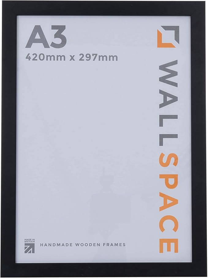 Wall Space A3 Frame for A3 Print Black A3 Frame with REAL GLASS and