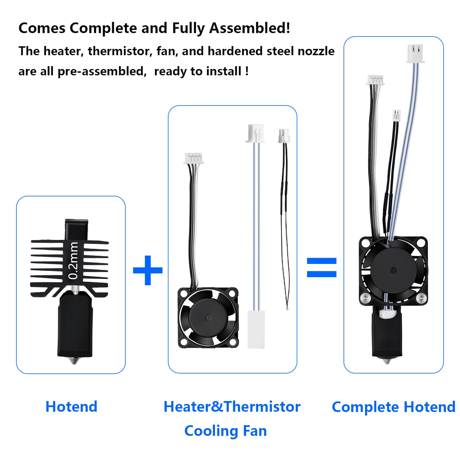 2 sztuki 0,2 mm X1 X1C Hotend, kompletnie zmontowana głowica drukująca Hotend z hartowanej stali z ceramicznym elementem grzejnym, termistor, zamiennik Hotend do drukarki 3D Bambu Lab X1/X1C