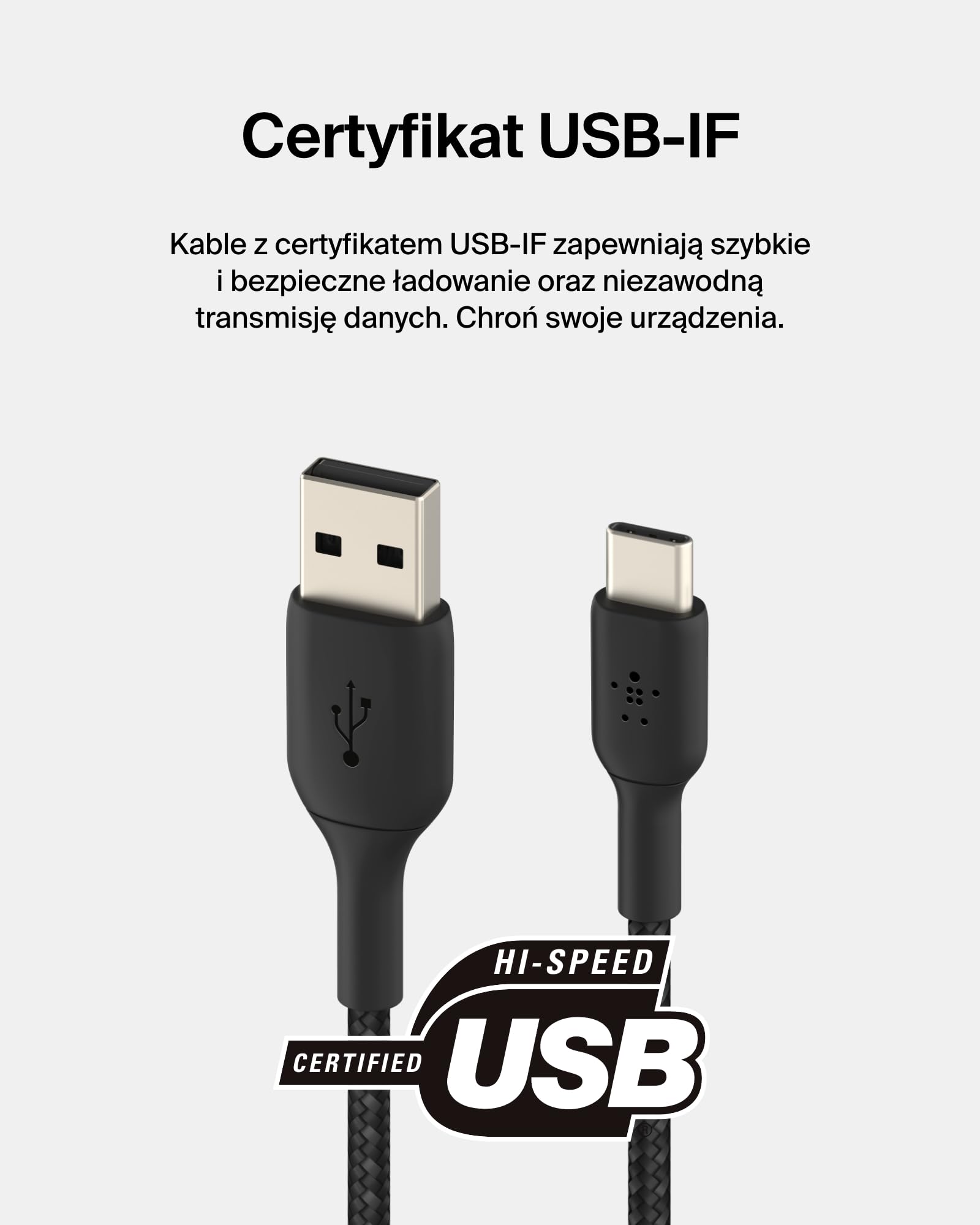 Belkin Kabel USB-A do USB-C w oplocie do ładowania urządzeń iPhone 15, Samsung Galaxy S24, S23, Note, Pixel, iPad Pro, iPad Mini, Nintendo Switch, kabel USB typu C, 2 m – czarny