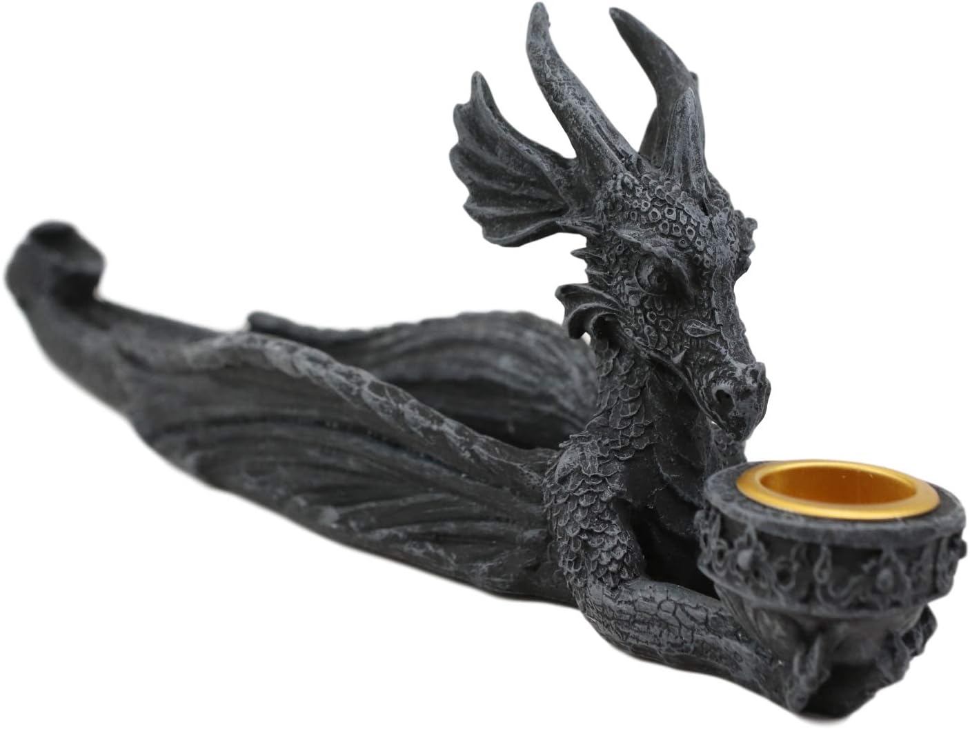 Ebros Gift Gothic Stony Cernunnos Dragon in Meditation Incense Burner and Candle Holder Figurine 10" Long Fantasy Mythical Dungeons and Dragons Home Decorative Accent Statue