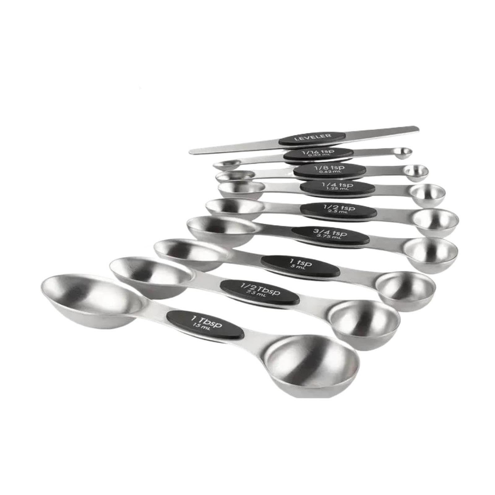 Set de 14 tasses et cuillères doseuses en acier inoxydable