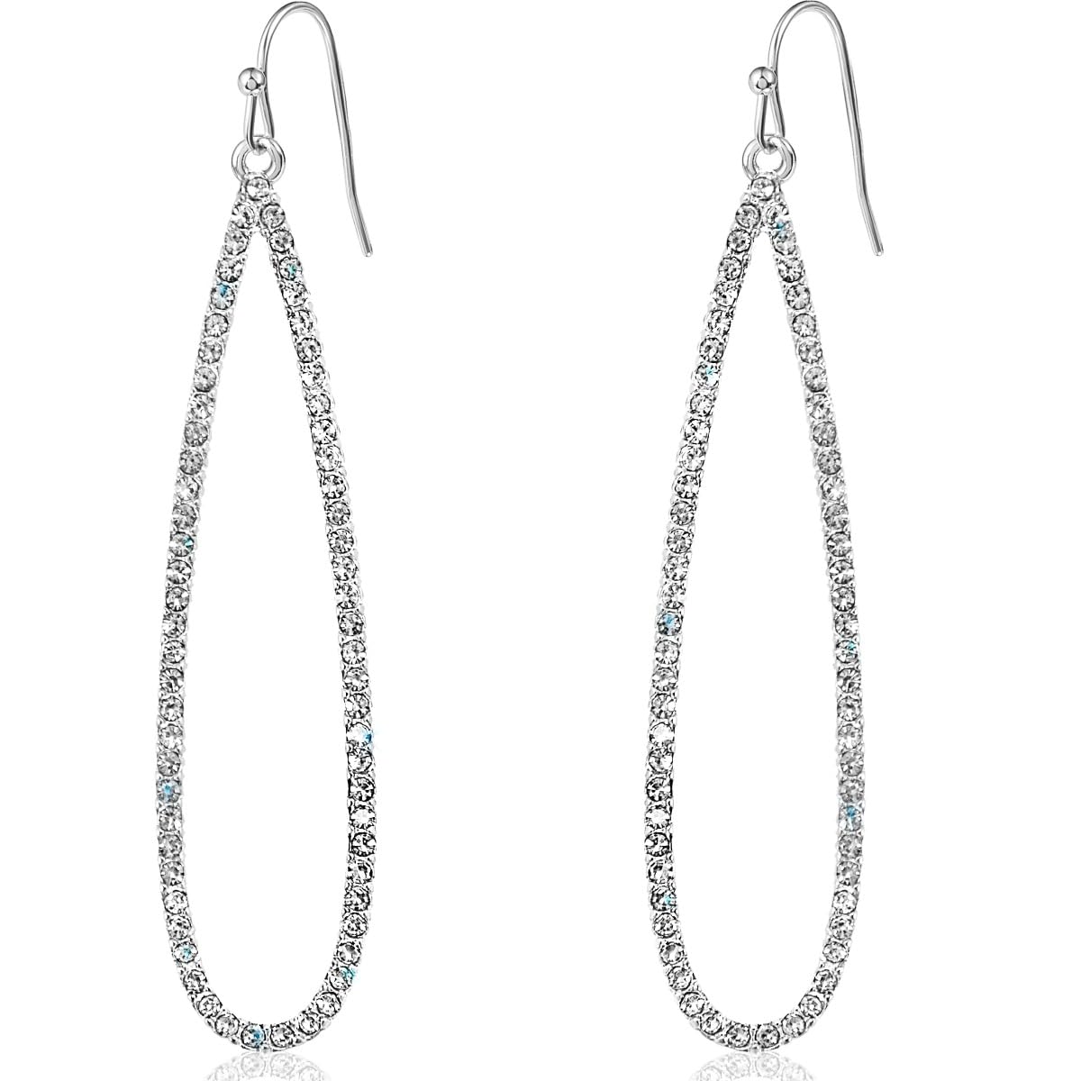 Simulated Diamond Teardrop Dangle Earrings for Women - Cubic Zirconia Crystal Long Dangling Earrings