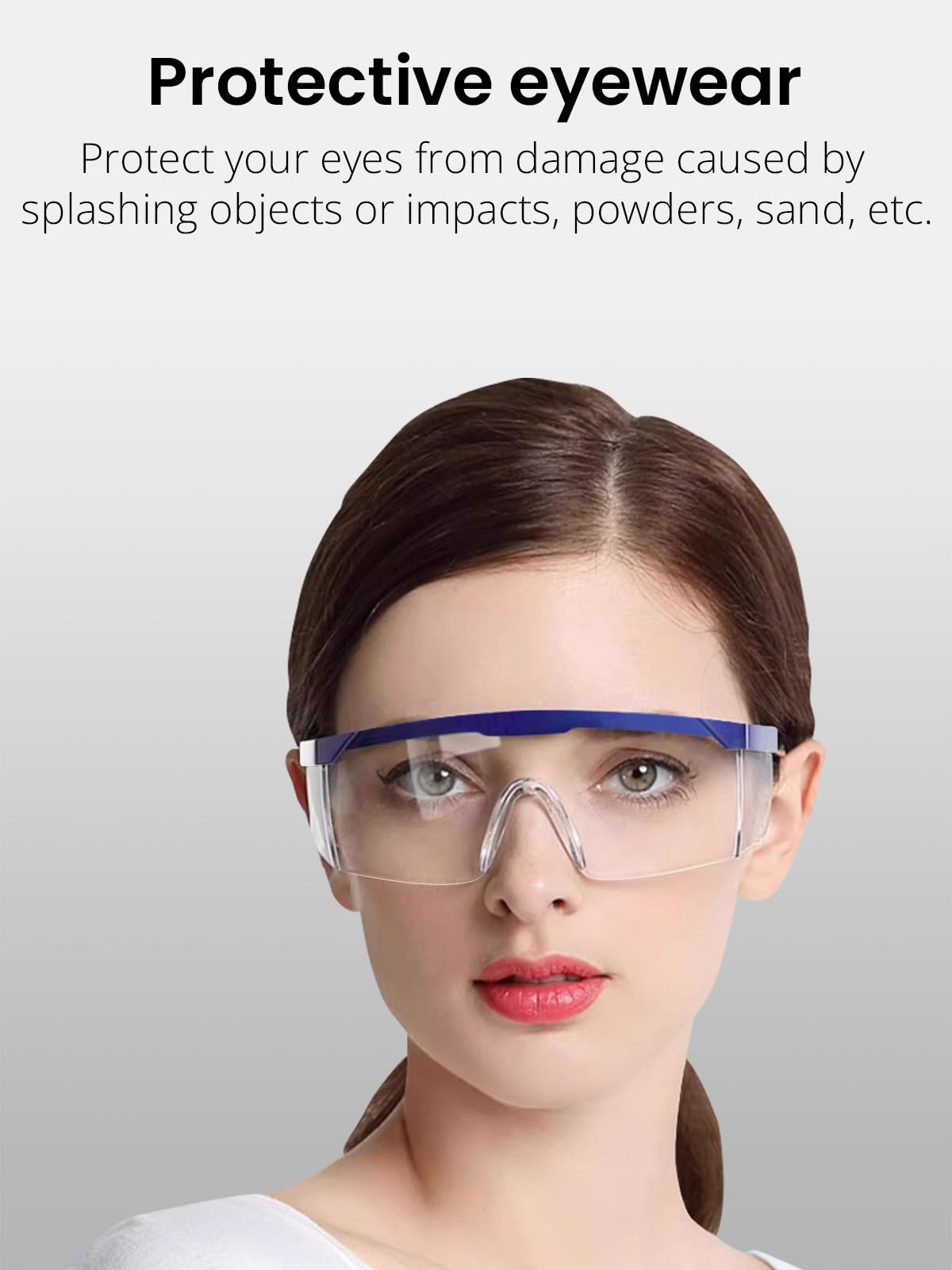 Gafas de seguridad sobre gafas, gafas de seguridad antivaho con lentes transparentes de visión amplia, patillas ajustables, gafas ligeras para hombres y mujeres