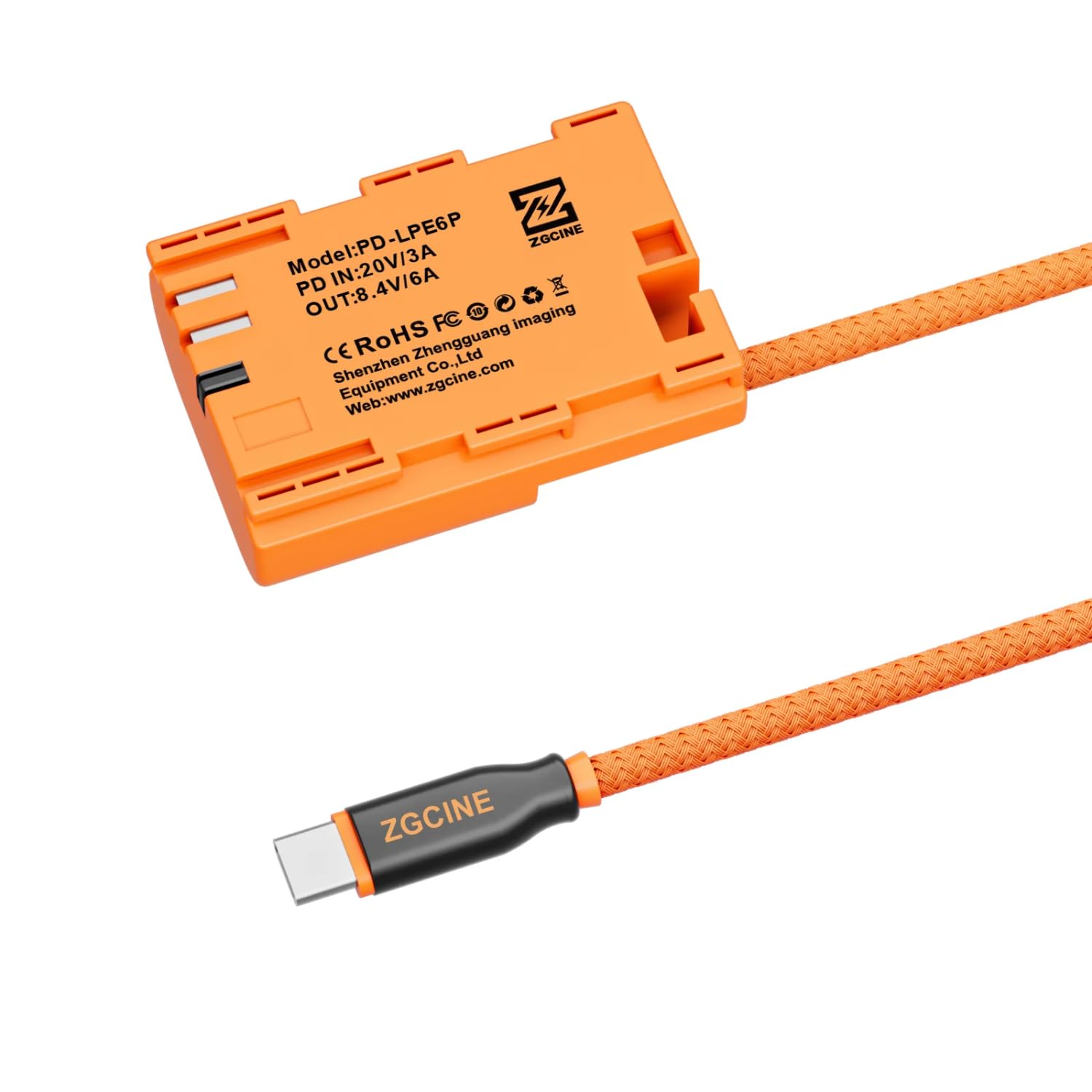 ZGCINE USB-C PD Dummy-Akku do Canon EOS R5 Mark II / R6 Mark II – kompatybilny z LPE6/LPE6P/LPE6NH – stały prąd przez USB-C Power Delivery do produkcji wideo, transmisji na żywo i nagrań długotrwałych