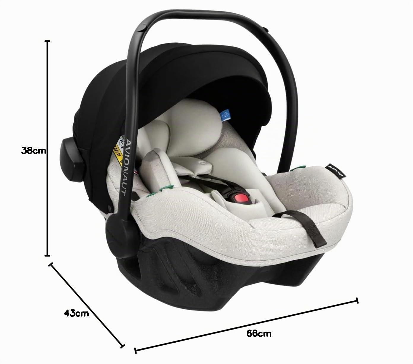 Avionaut Pixel Pro 2.0 C Siège Auto Bébé Groupe 0+ (0–13 kg, 40–86 cm)– Le Plus Léger du Marché, Ergonomique, Certifié AGR, Compatible ISOFIX (Beige)
