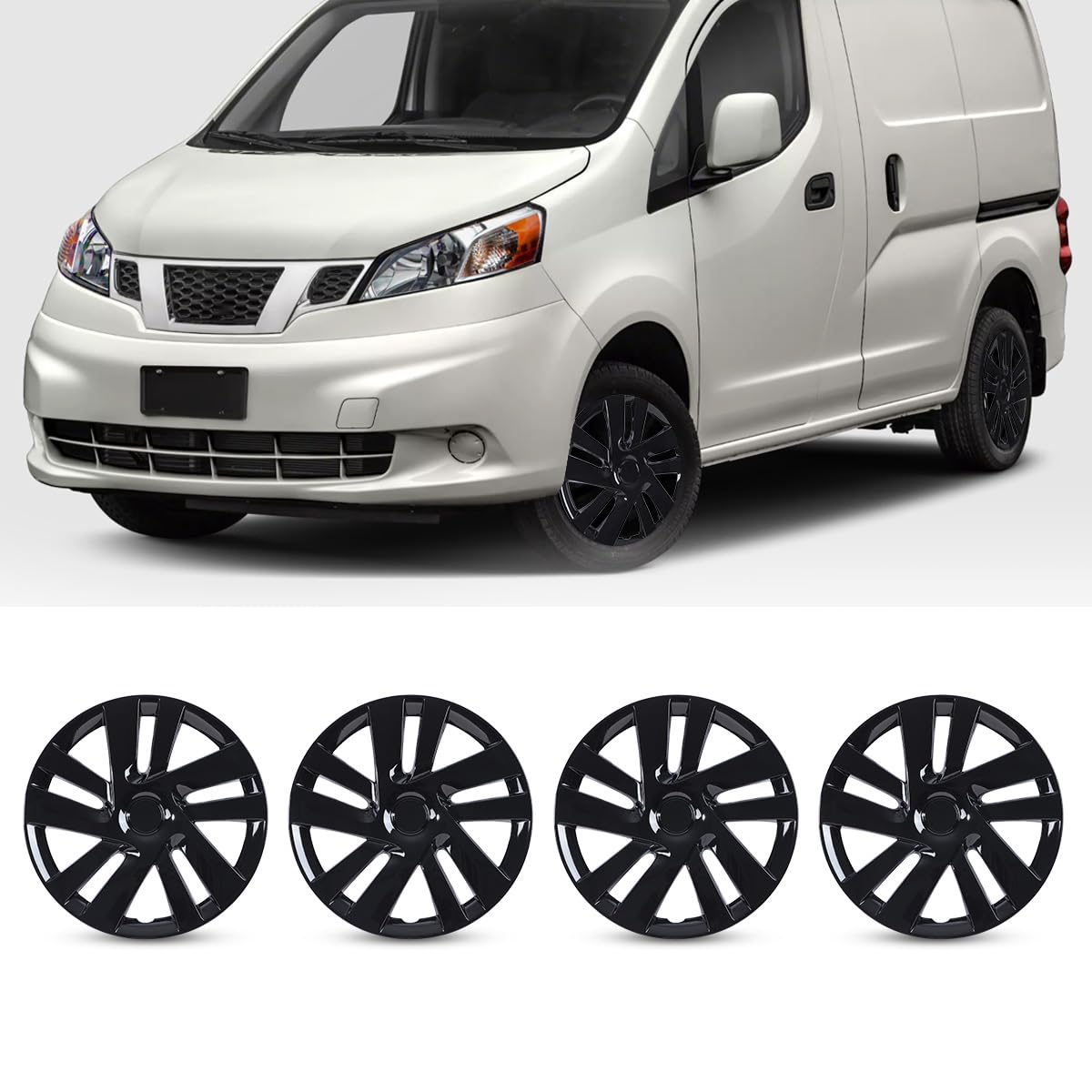 CAROXX 15" Hubcaps Wheel Rims Cover for Nissan NV200 2013-2021 Compatible with Steel Wheels, R16 Wheel Cover Snap On Installation, 15-Inch Hub Caps