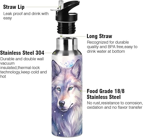 Vista 177 de Botella de agua amarilla para niños y niños, con aislamiento de acero inoxidable, para agua fría y caliente, con tapa con pajilla, para deportes