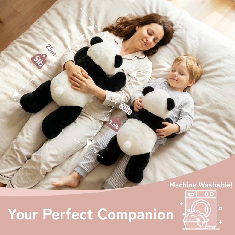 Image of Niuniu Daddy 3.3 lbs 20 inch Weighted Panda Stuffed Animals for Kids & Adults, Soft Sensory Comfort Plush Toy for Sleeping, Cute Lying Lap Pad Pillow for Huggable Gift